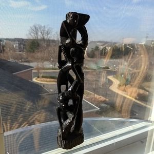 (Sold) Vintage African Ebony Wood Sculpture "Tree Of Life" Makonde Tanzania
